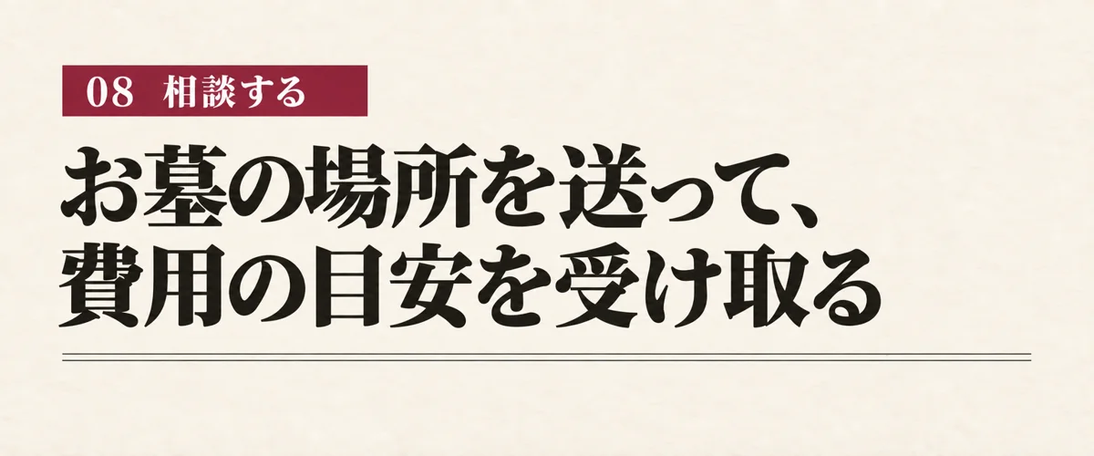 お墓の場所を送って、費用の目安を受け取る